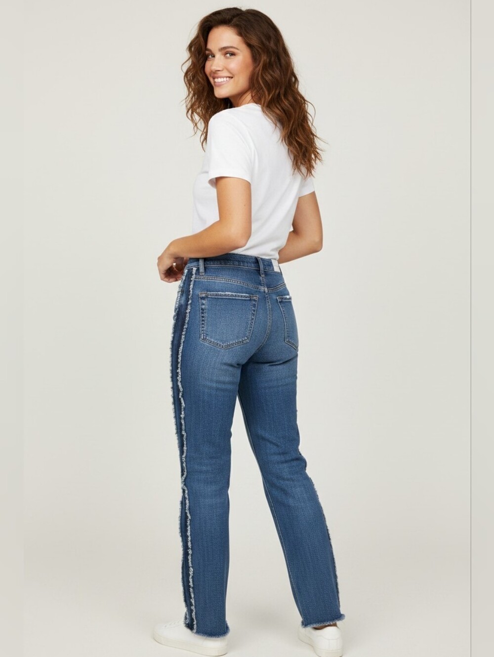Pistola Charlie High Rise Straight Leg Raw Edge Side Panel Jeans Mobwife New